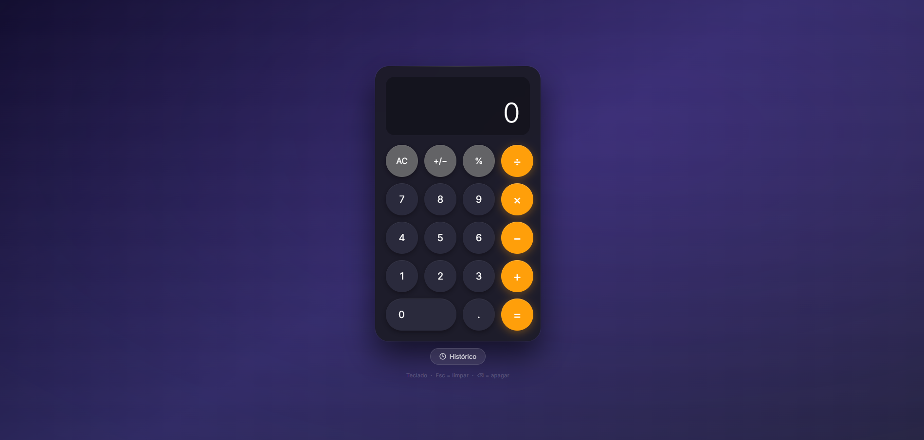 Calculadora — operações matemáticas no navegador